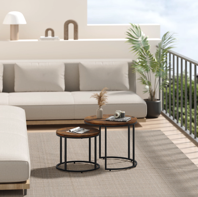 Комплект журнальних столиків Leobert Oreo круглі коричневий Київ - фото 5