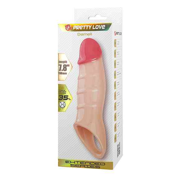 Насадка-подовжувач на пеніс PRETTY LOVE Damell Penis Sleeve, TPE, тілесний колір Sex Aura Київ