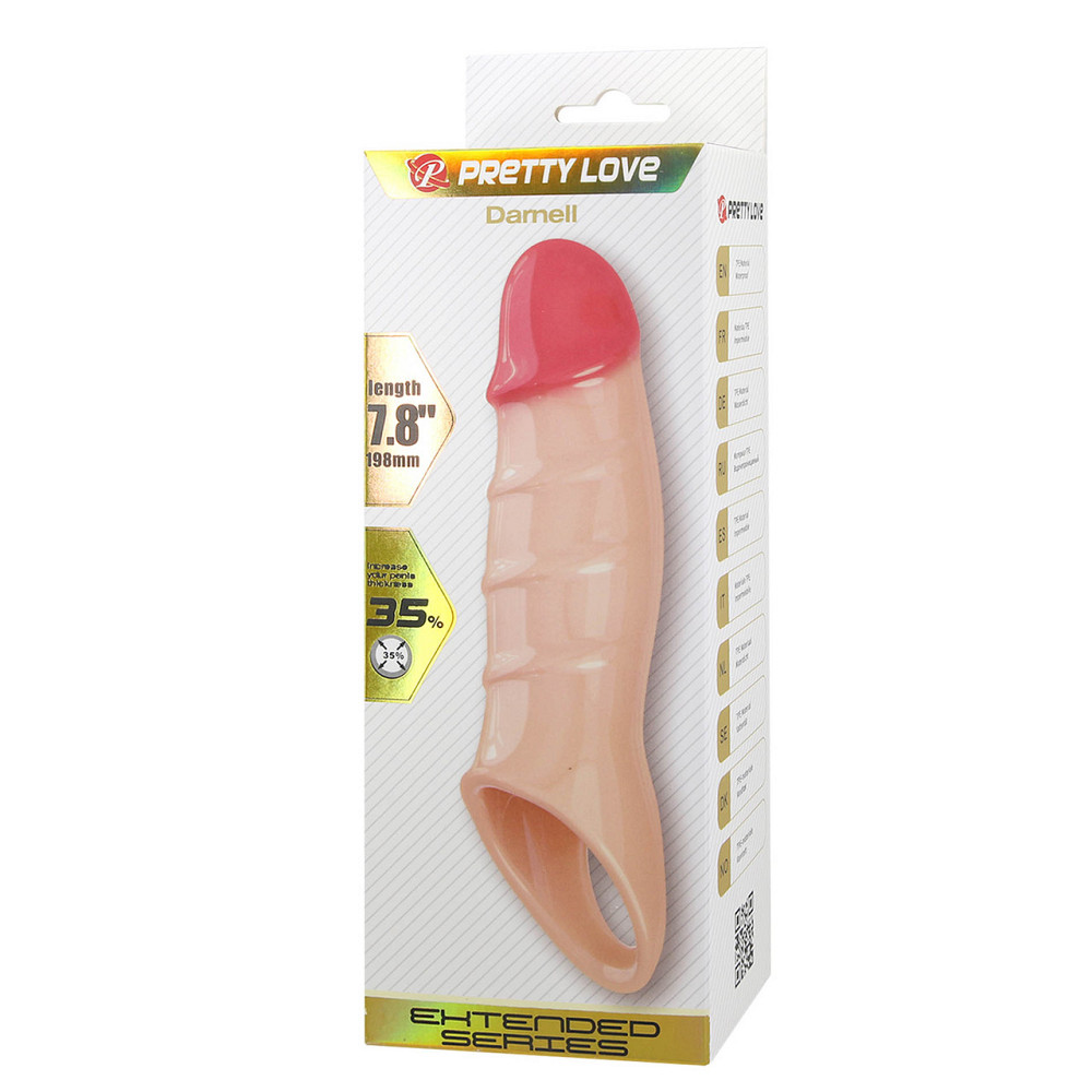 Насадка-подовжувач на пеніс PRETTY LOVE Damell Penis Sleeve, TPE, тілесний колір Sex Aura Київ - фото 3
