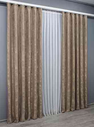 Комплект готовых штор VR-Textil Жаккард Sultan XO № 1682ш Какао 150х270 см 2 шт (33-0570) Киев