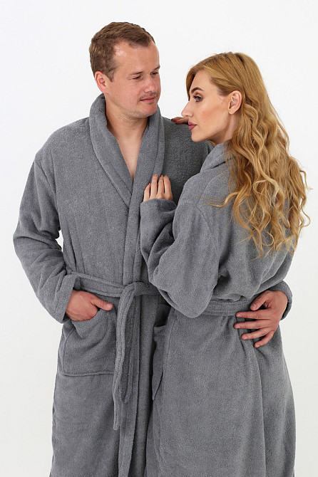 Чоловічий махровий халат Ideal Textile сірий XL (56860516) Чернівці - фото 5