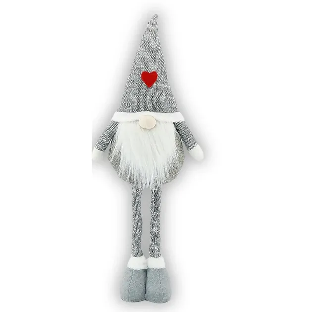 Комплект Три новорічні гноми під ялинку на ніжках декоративні фігури Niki Light 70 см кольори сірий червоний і рожевий Київ - фото 3