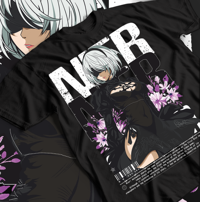 Футболка з аніме принтом Ніер Аутомата Йорха Аніме оверсайз (S/M/L) Чорний AnimeJ0757 Дніпро - фото 1