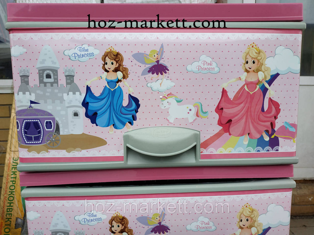 Комод пластиковий тумбочка для іграшок "Принцеси" рожевий Харків - фото 3