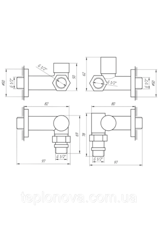 Крани (під ТЕН) для рушникосушки Хром Solomon 1/2" Chrome Чернівці
