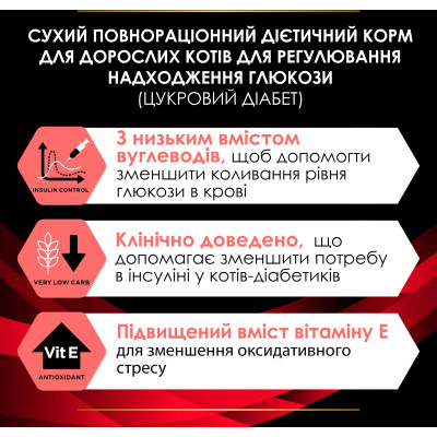 Сухий корм для кішок Purina Pro Plan Veterinary Diets DM ST/OX Diabetes Management Для регулювання надходження глюкози (цукровий діабет) 1.5 кг (76130 Вінниця - фото 11
