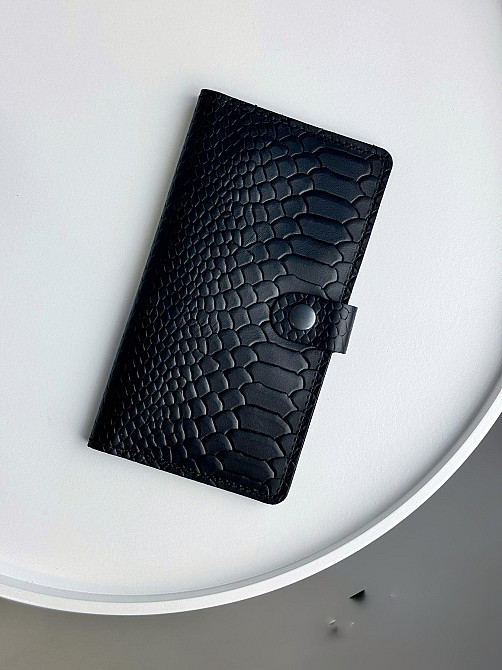 Портмоне чоловіче із натуральної шкіри тиснення пітон SR016 (Чорний) Суми - фото 1