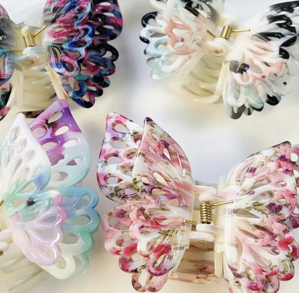 Заколка-крабік метелик з подвійними ажурними крильцями Смела - изображение 5