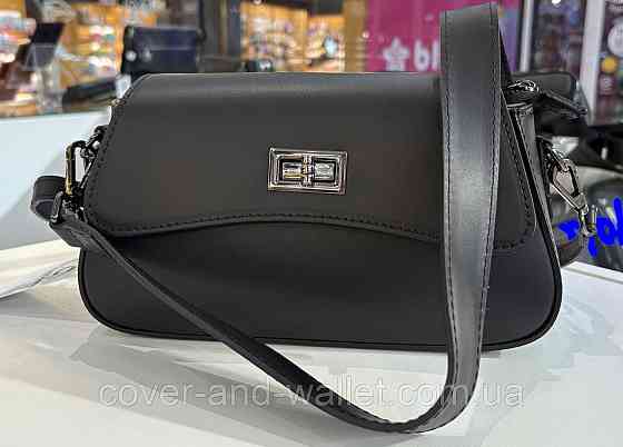 Елегантна каркасна жіноча сумочка з італійської шкіри чорного кольору Virginia Conti Київ