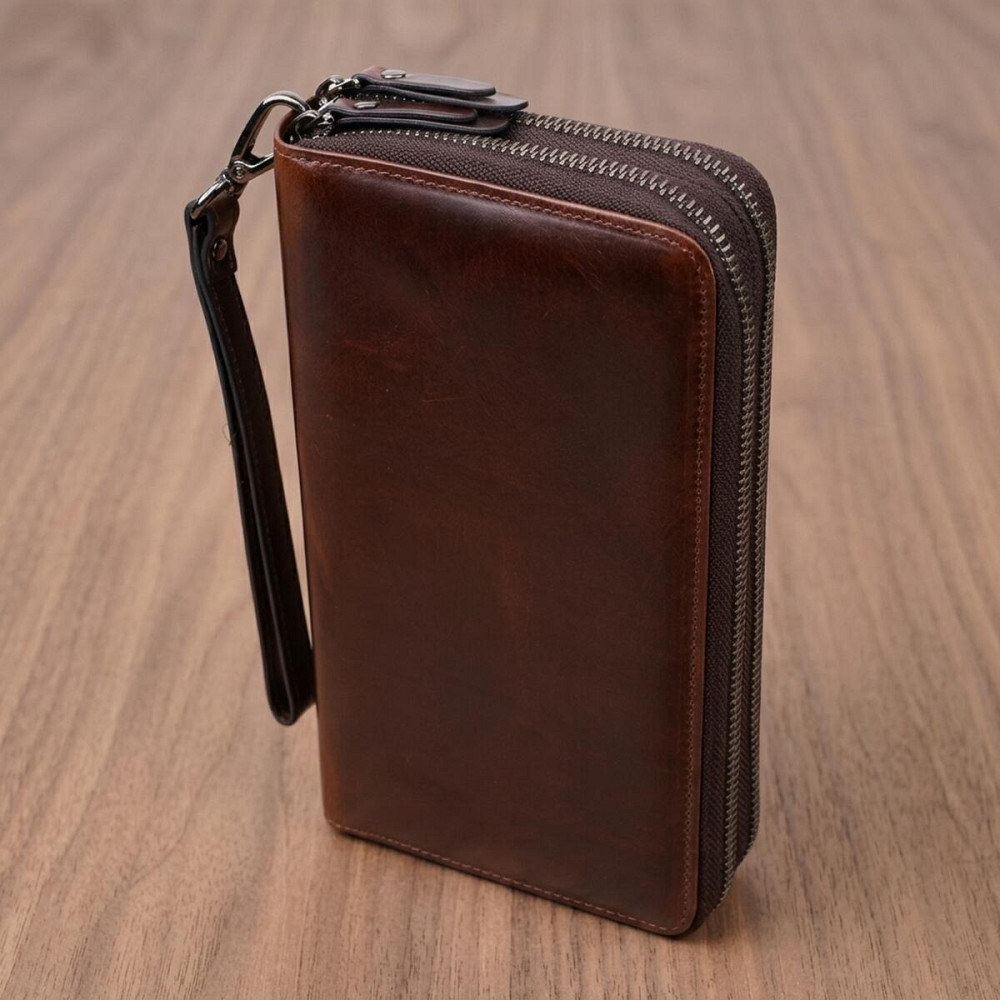 Чоловічий клатч із натуральної шкіри Vintage 23064 Коричневий Київ - фото 11