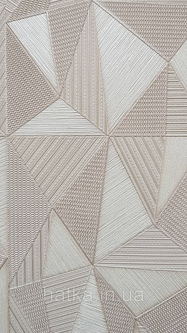 Шпалери вінілові на флізеліні AdaWall Omega1.06х10 геометрія 3д бежеві срібло 23204-2 Київ - фото 3