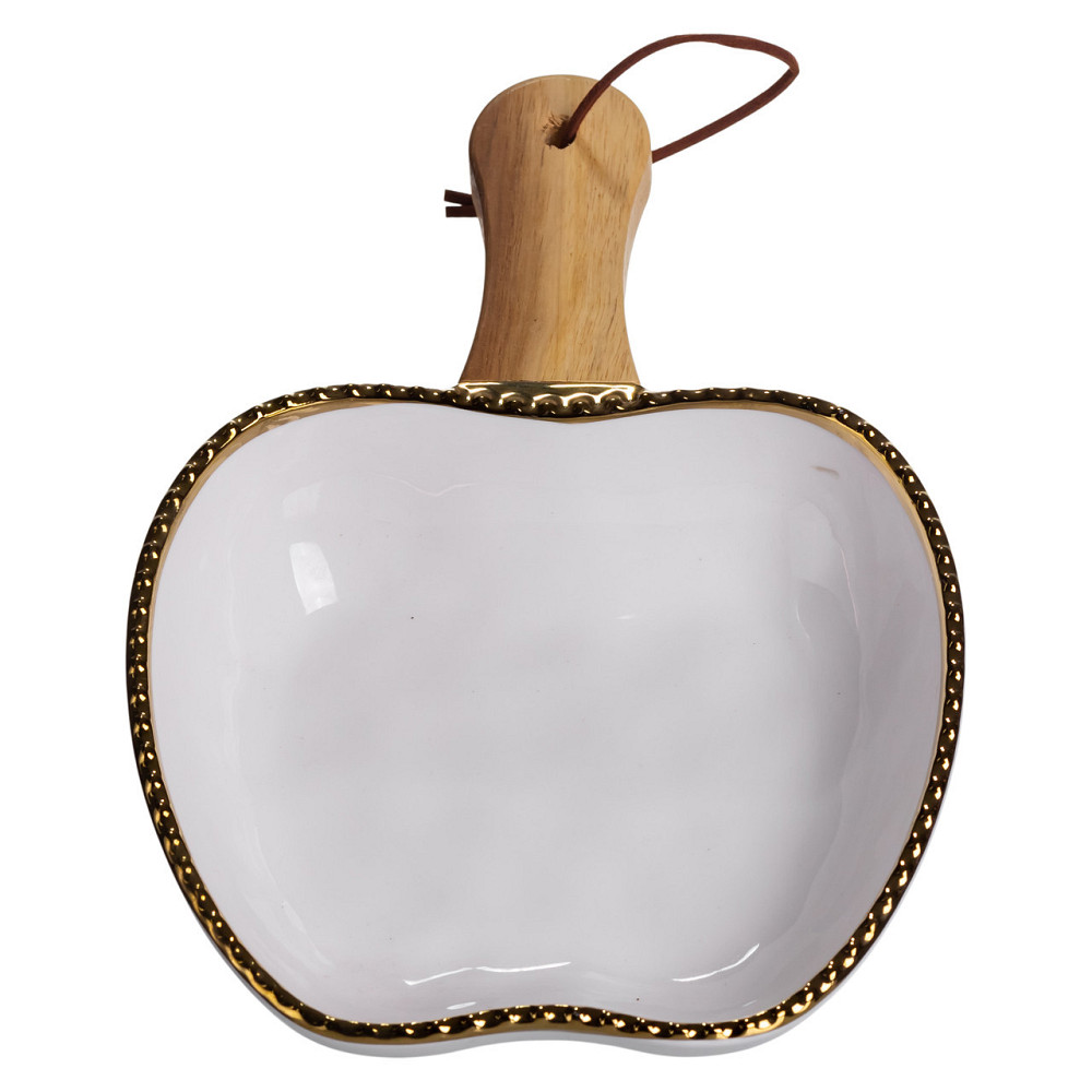 Глубокая фарфоровая тарелка с ручкой 