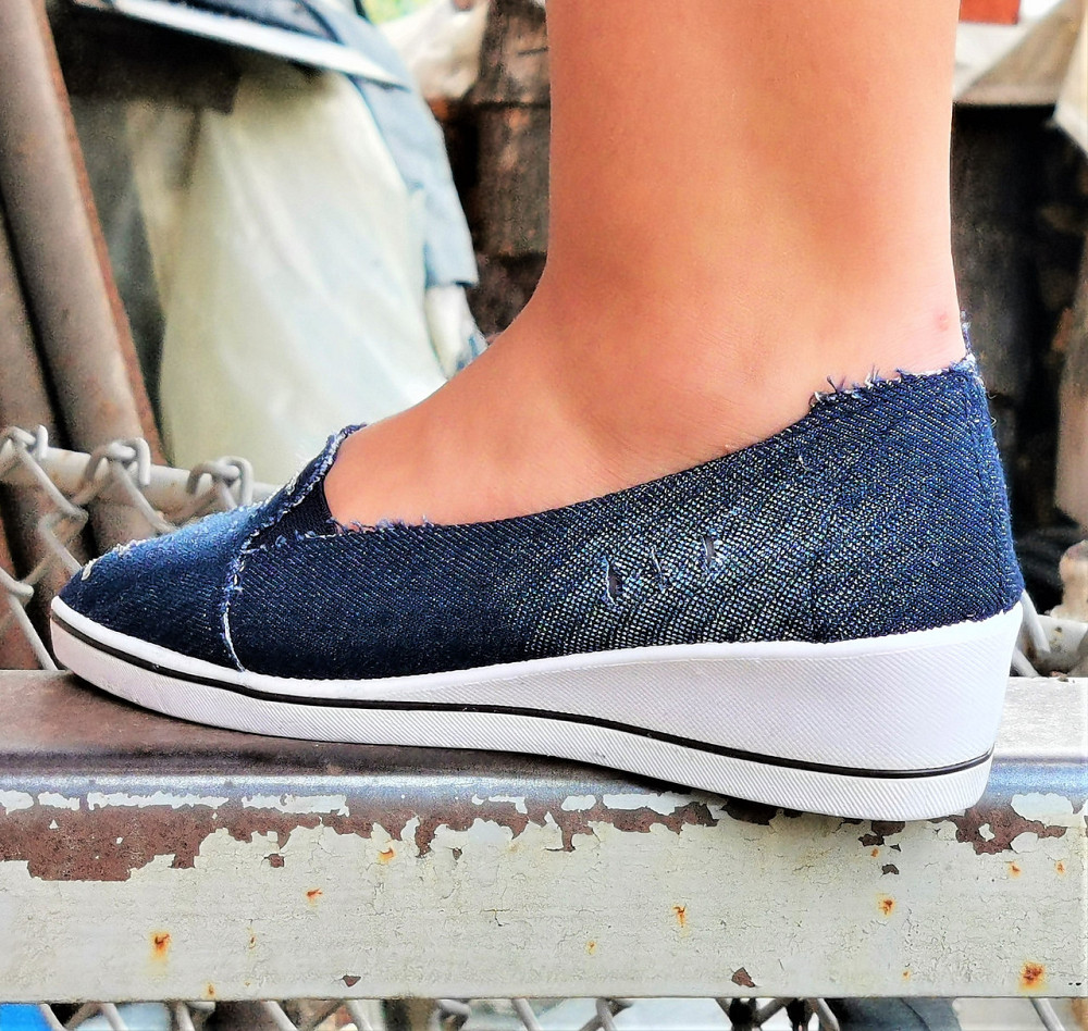 . Жіночі Мокасини Балетки на Танкетці Джинсові Сині (розміри: 36,37,38,39,40) Дніпро - фото 8
