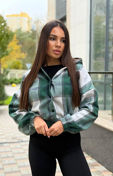 Жіночий повсякденний бомбер із подвійним капюшоном кашемір карта Зелений, 48/50 Одеса - фото 4