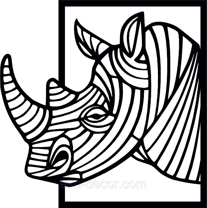 Декоративное настенное Панно «Носорог» Декор на стену 90*89 см, Черный Киев - изображение 9