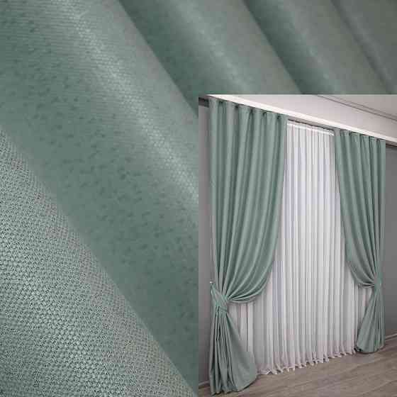 Комплект готових штор VR-Textil Льон рогожка № 774ш Блакитний 150х300см 2 шт (30-558) Київ