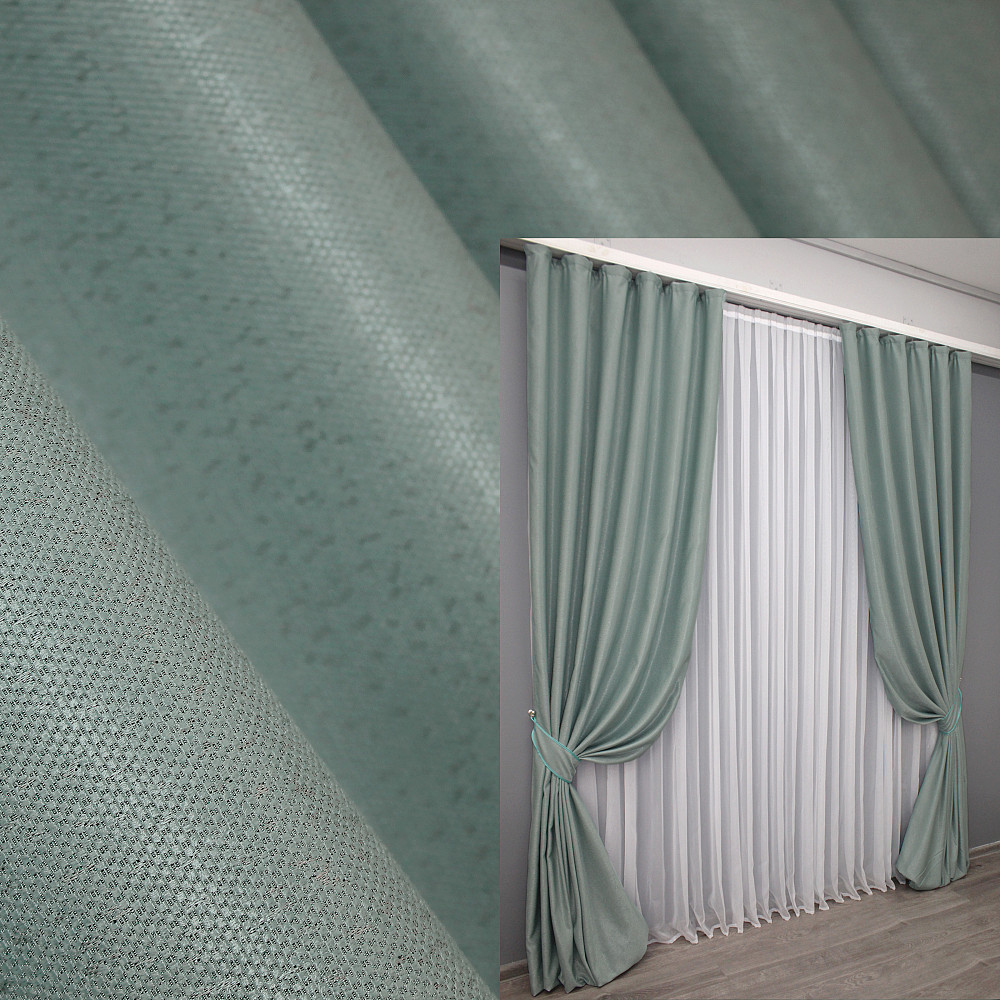 Комплект готових штор VR-Textil Льон рогожка № 774ш Блакитний 150х300см 2 шт (30-558) Київ - фото 1