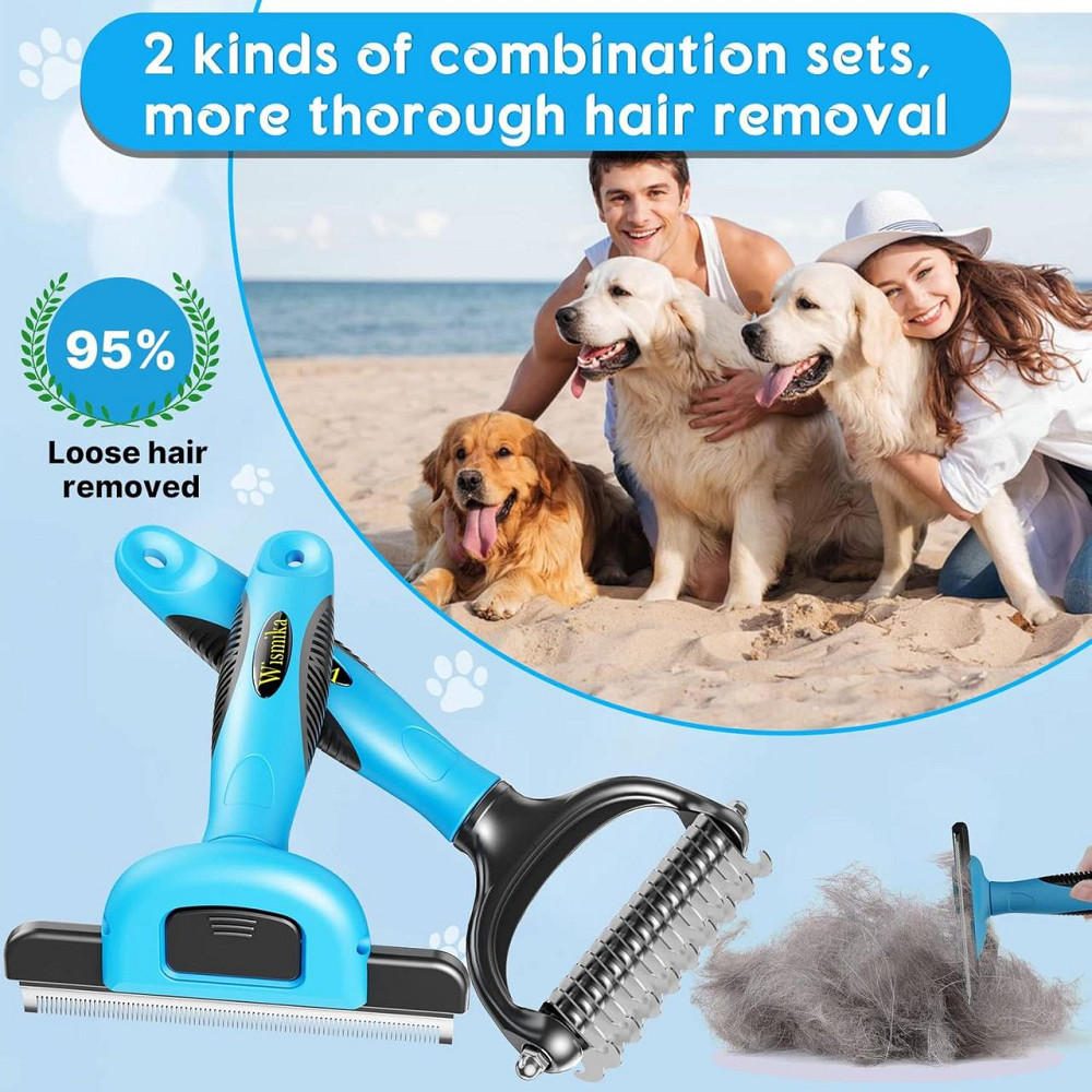 Щітка гребінець Wismika для собак і котів, підшерстя, 2в1, нержавійка, грумінг, антиколтун, для шерсті Київ - фото 6