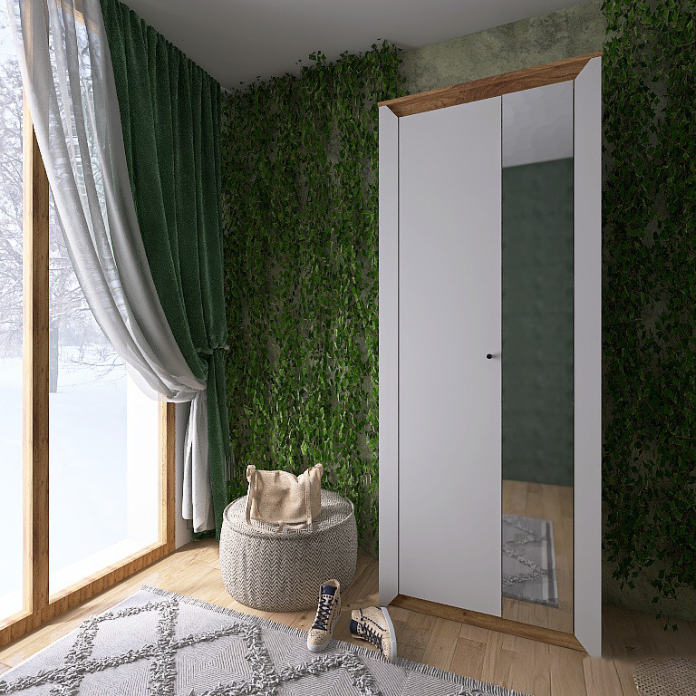 Шкаф-пенал с зеркалом Эверест Нордик-800 Белый + Дуб крафт золотой (DTM-5539) Днепр - изображение 5