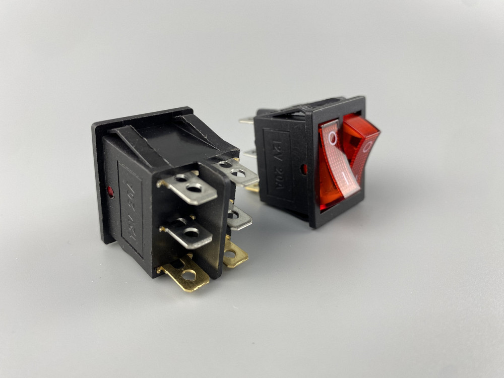 Перемикач червоний дві клавіші, ON-OFF, з LED-підсвіткою 12 V, 21.5 ммх26 мм, 6 ніжки Мукачево - фото 5