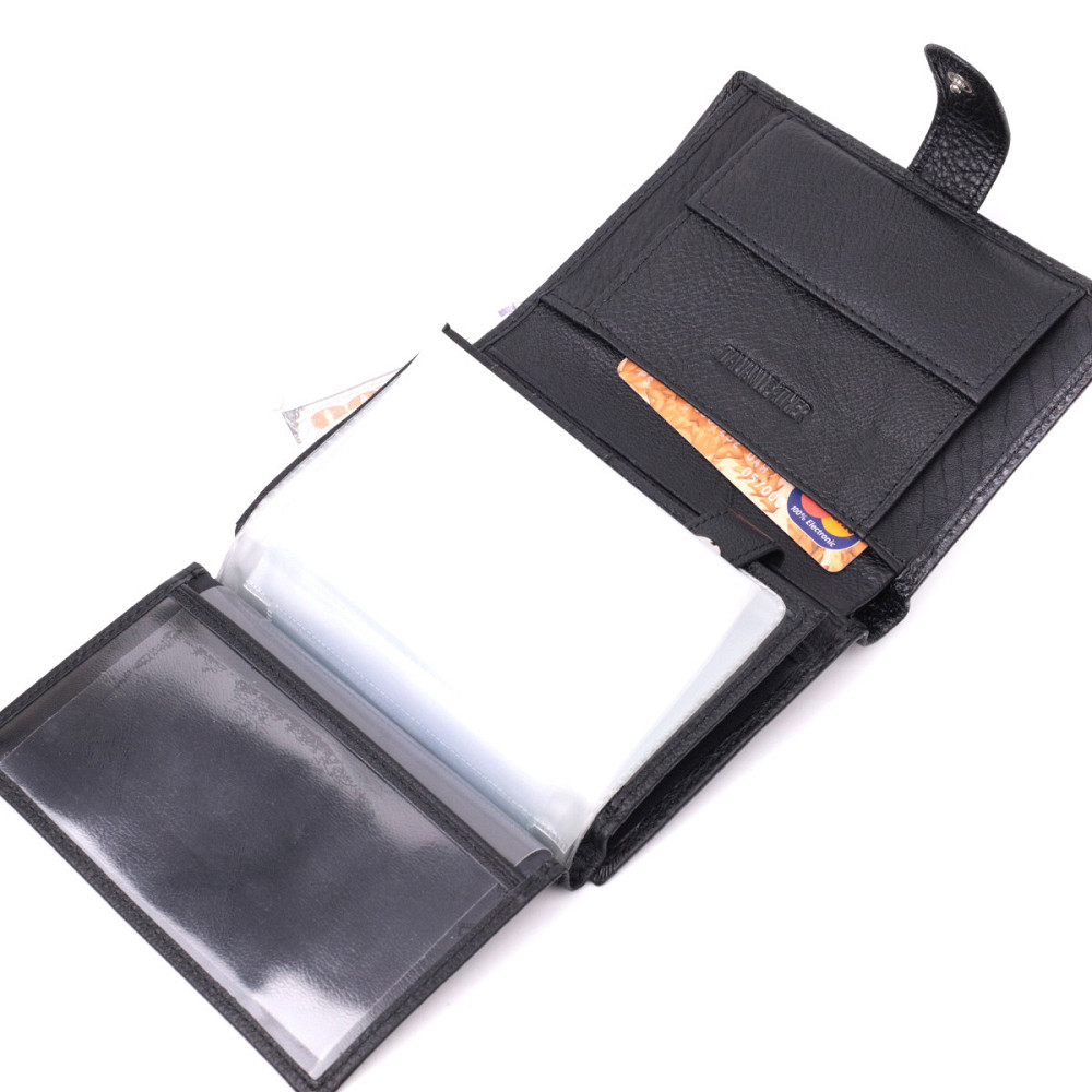 Чоловічий шкіряний гаманець з блоком для документів, чорний (ST Leather) Київ - фото 1