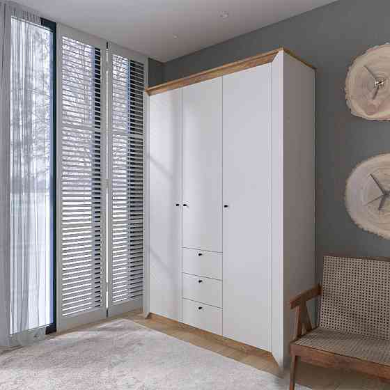 Шафа тридверна Еверест Нордік-1400 Білий + Дуб крафт золотий (DTM-5537) Львів