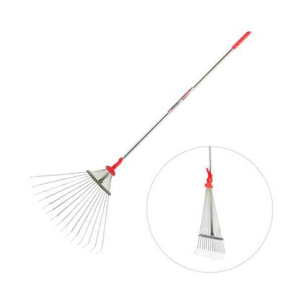 Граблі віялові, 15 прутів, металева рукоятка, регульована ширина 20-65 см INTERTOOL FT-3008 Киев