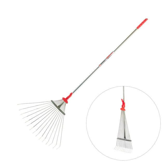 Граблі віялові, 15 прутів, металева рукоятка, регульована ширина 20-65 см INTERTOOL FT-3008 Київ - фото 1