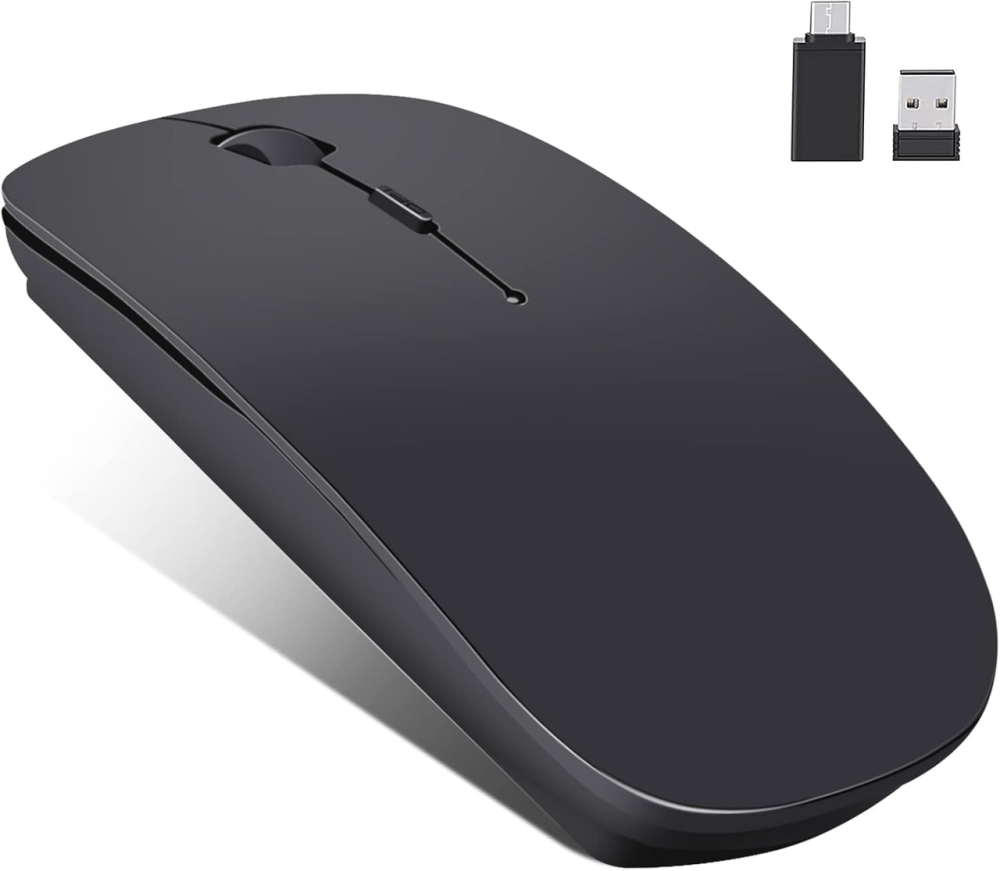Бездротова мишка LEAPEST Dual Mode Black — преміум миш Bluetooth 5.1 + 2.4 ГГц з адаптером Type-C для MacBook, iPad та ПК Київ - фото 2