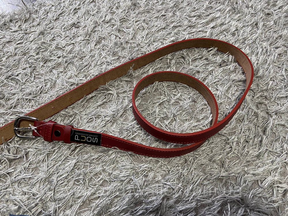 Стильный женский пояс красного цвета из натуральной кожи 20 мм PS Leather Киев - изображение 2