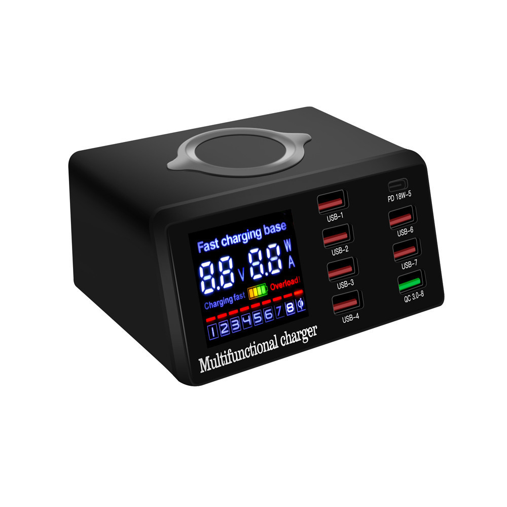Зарядная станция сетевая 8x USB + беспроводная зарядка PD QC3.0 LED WLX-X9 Киев - изображение 4