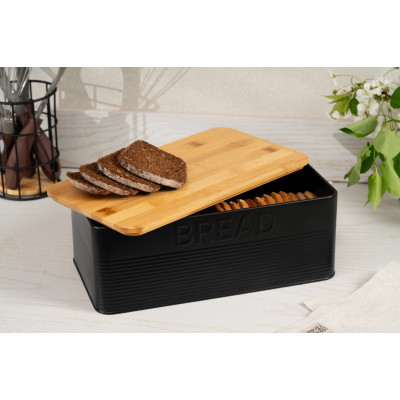 Хлебница Ardesto Midori 33х18х12см, метал, бамбук, чорний (AR0912BB) Винница - изображение 5