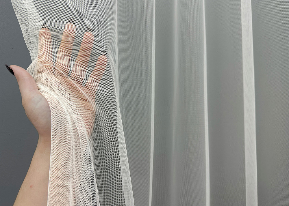 Тюль VR-Textil 1829т Грек-сетка с вышивкой и люрексом цвет Молочный с серым 280х270 см (40-176) Киев - изображение 4