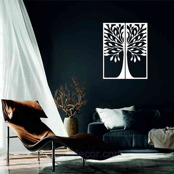 Декоративное настенное 3D Панно «Дерево» Декор на стену с объемом 50*39 см (2 шт), Белый Киев