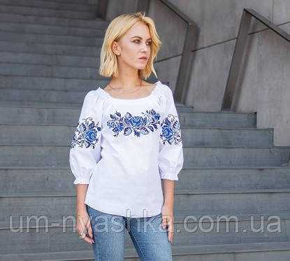 Жіноча вишиванка з класичним орнаментом синьо-біла S-4XL Кривой Рог - изображение 6