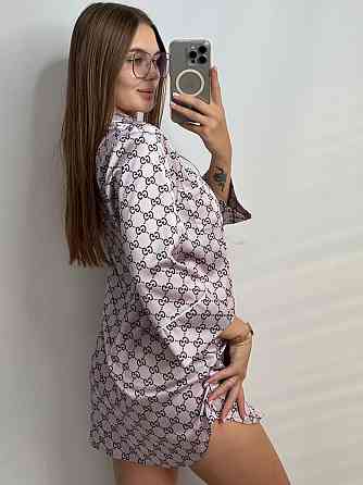 Жіноча нічна сорочка сатинова Гуччі Пудровий XL Харків