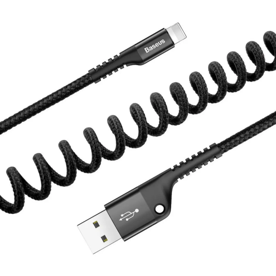 Кабель Baseus Fish eye Spring Data Cable Lightning 1m Black Киев