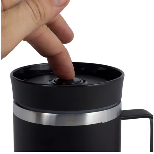 Термочашка 360мл з TPR вставкою нержавіюча сталь чорний KAMILLE 2038 Житомир