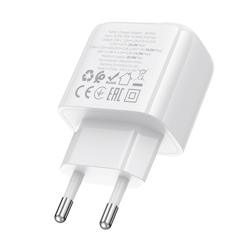 Мережевий зарядний пристрій BOROFONE BAS44A Potential PD20W+QC3.0 charger(EU) White Одеса - фото 7