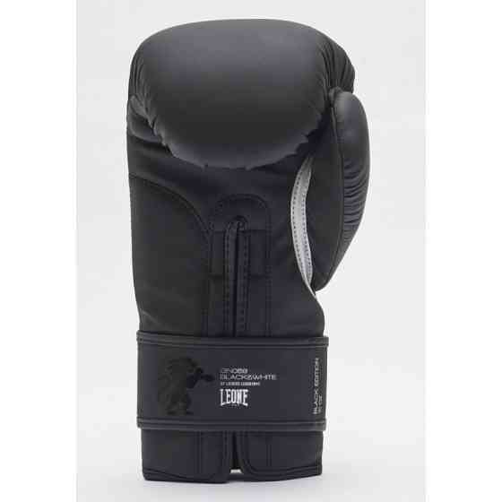 Боксерські рукавички Leone Mono Black 10 унцій PU шкіра, пінно-гелеве наповнення, для спарингів і тренувань Київ
