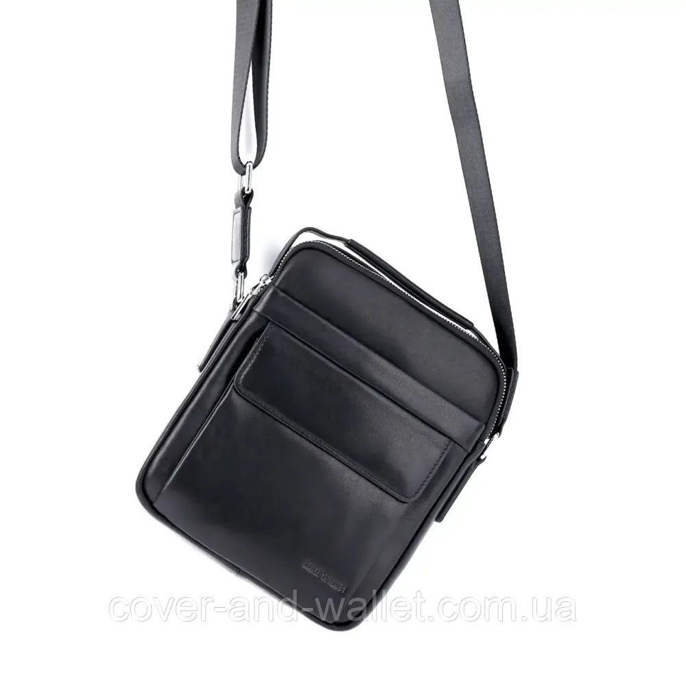 Фірмова чоловіча сумка-барсетка з натуральної шкіри Marco Coverna 7706 black Київ - фото 6