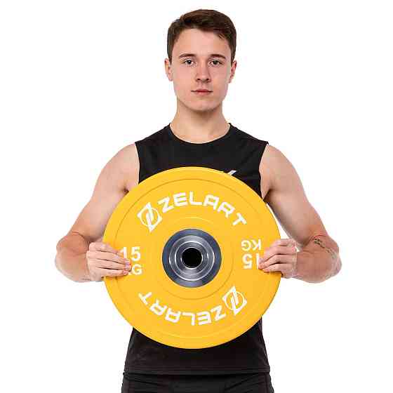 Диск бамперний для кросфіту резиновий 15 кг d-52мм Zelart-7798-15 Київ