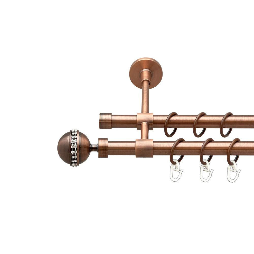 Карниз Orvit Авея металевий дворядний закритий гладка труба кільце металеве Мідь 16\16 мм 140 см (00-00019756) Львів - фото 1