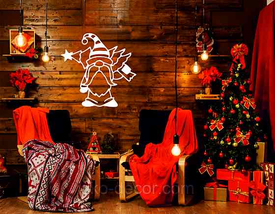 Декоративное настенное Панно «Гном», Декор на стену 50*50 см, Белый Киев