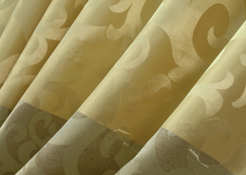 Кухонные шторы VR-Textil № 073к с ламбрекеном и подхватами золотистый с коричневым 270х150 см (59-953) Киев - изображение 6