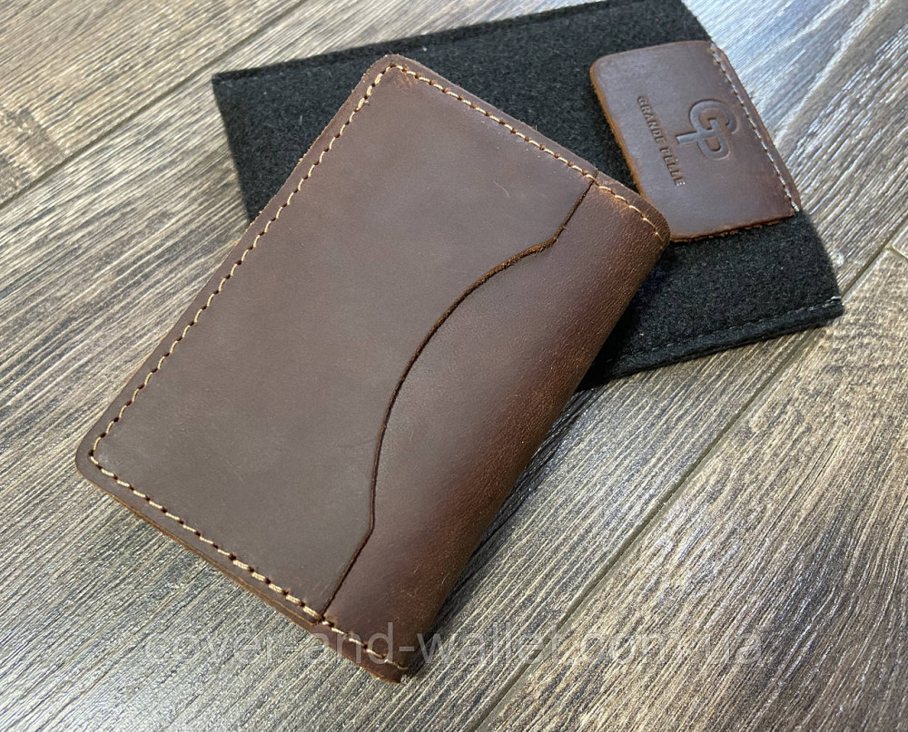 Якісна шкіряна обкладинка картхолдер для автодокументів та ID паспорта на 4 відділення Grande Pelle Київ - фото 7