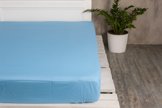 Ecotton Простирадло на резинці Ecotton 90х200 см однотонне блакитного кольору морська хвиля Коломия
