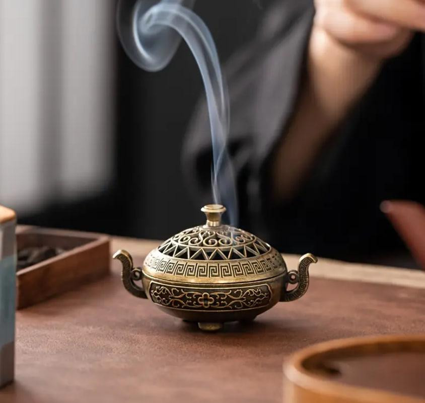 Непальская латунная ароматическая горелка, изящный держатель для благовоний. Мини-курильница 7.7см. Киев - изображение 7
