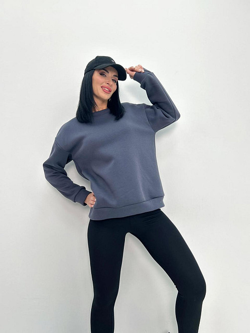 Жіночий теплий батник "Wear" Турція оптом | Норма і батал Графіт, 46-48 Київ - фото 3