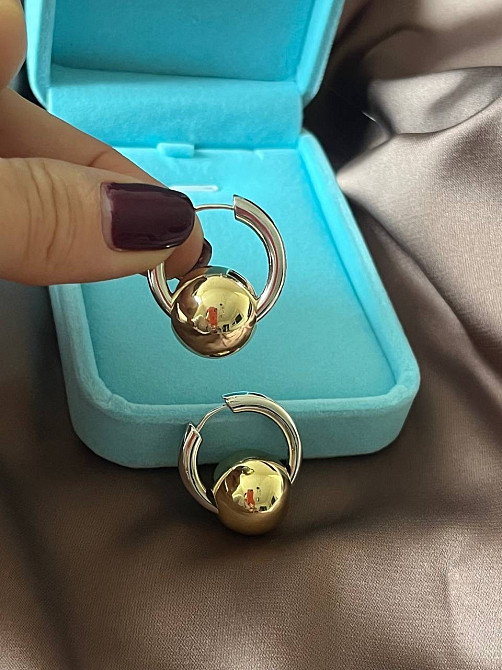 Сережки Balenciaga срібно-золотого кольору Одеса - фото 5